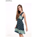 Summer Print Dress Sexy V-Neck Sleeveless Long Section of The Waist a Skirt Women Dress